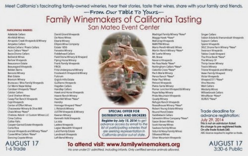 Family Winemakers Tasting: August 17th